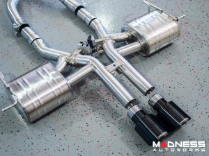 Jaguar F-TYPE Performance Exhaust System - MADNESS - 2.0L Turbo - Center Exit - Electronic Valve Design - Black Chrome Exhaust Tips Jaguar F-TYPE Performance Exhaust System - MADNESS - 2.0L Turbo - Center Exit - Electronic Valve Design - Black Chrome Exhaust Tips